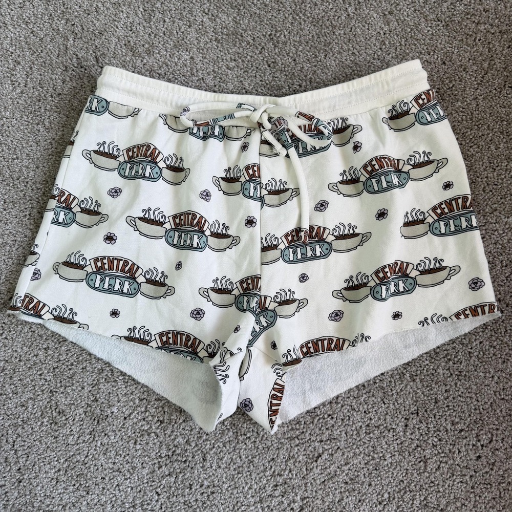 American Eagle Outfitters Sleep Shorts Womens Large White Central Perk Friends